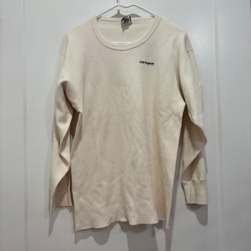 Carhartt K56 Mens XXL Cream Waffle Knit Thermal Long Sleeve Shirt Made in USA